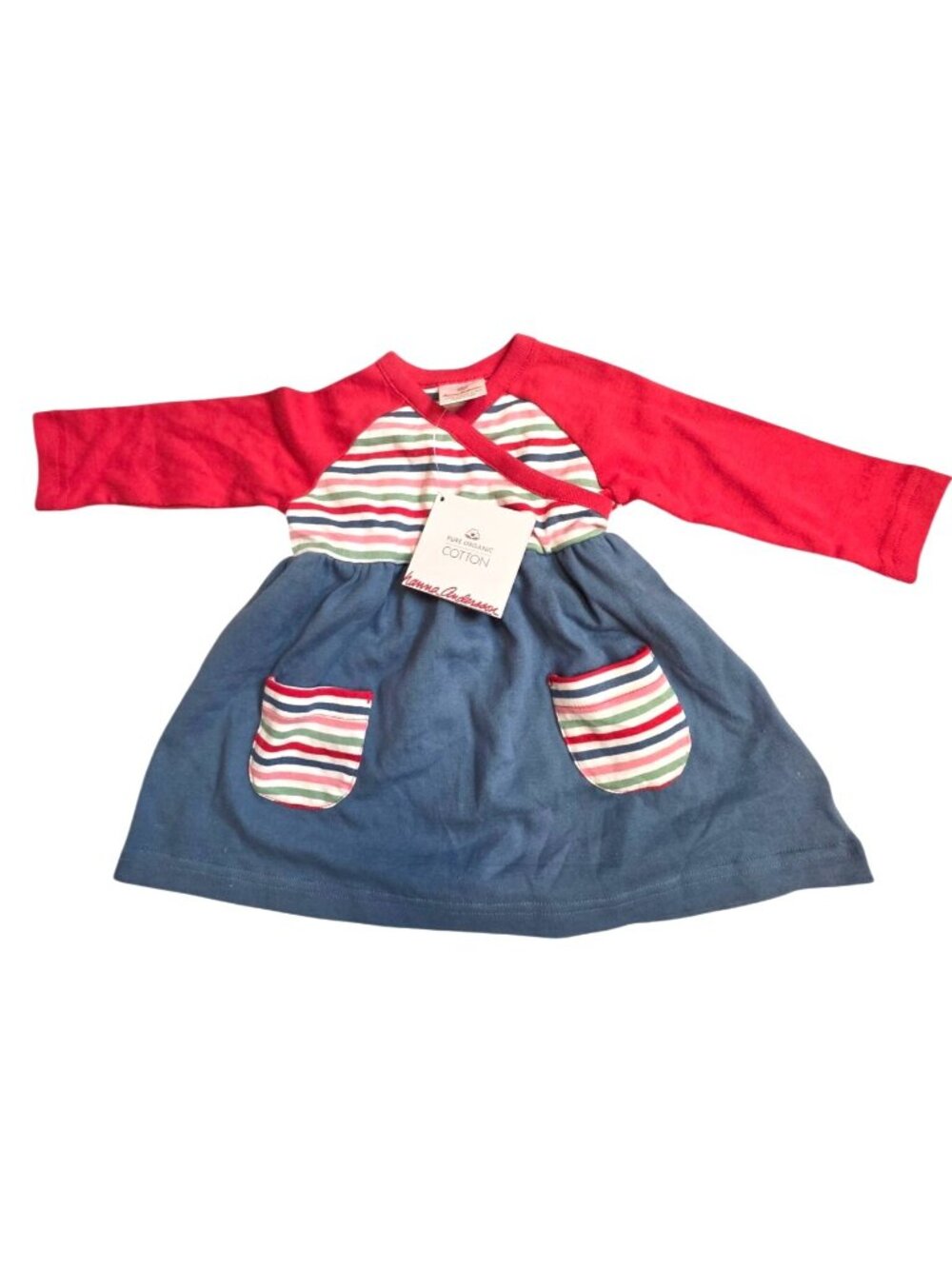 NWT Hanna Andersson Organic Cotton Baby Wrap Dress Pockets Size 60 0-3 Months